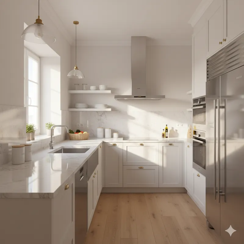 Cozinha impecável após limpeza profunda