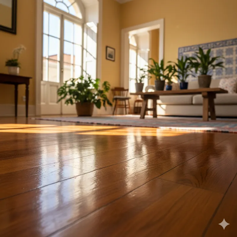 Chão de madeira polido